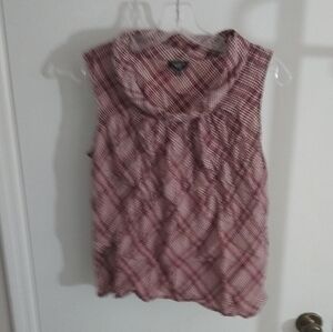 Talbots Red Plaid Sleeveless Blouse